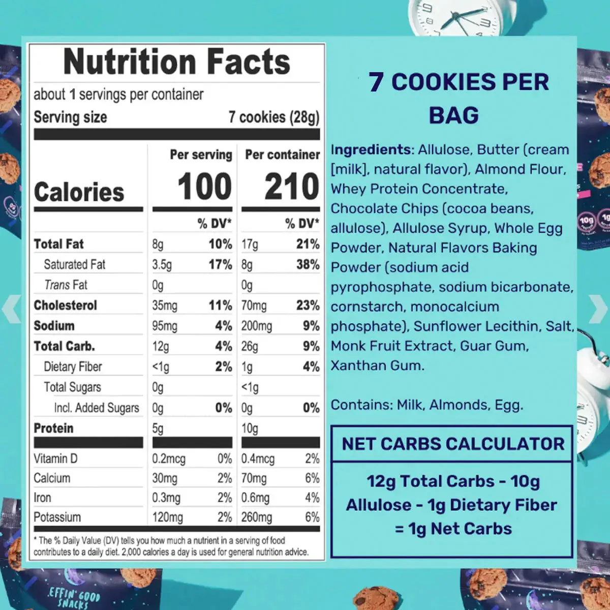 Effin' Good Snacks Chocolate Chunk Mini Cookies (1 bag - 7 cookies) - Image 3