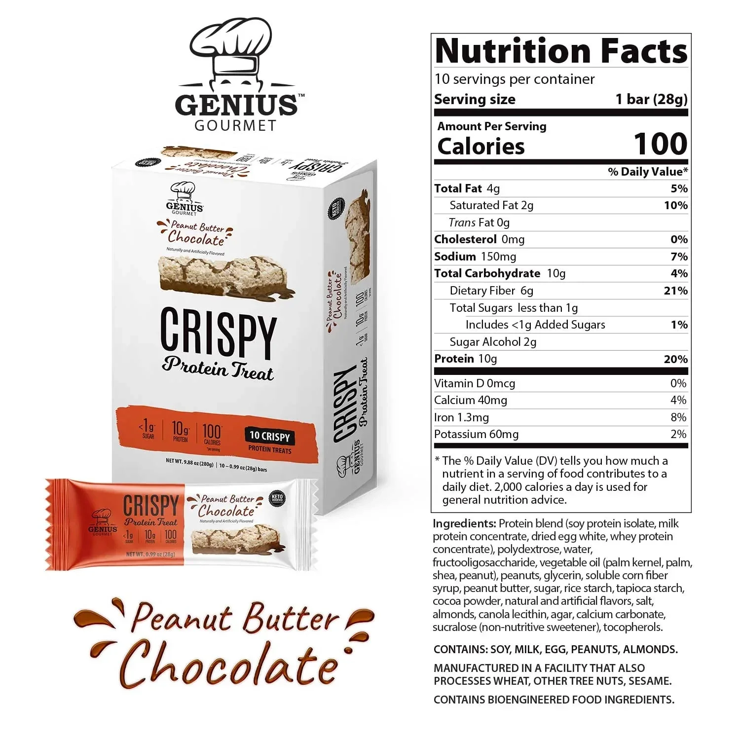 Genius Gourmet Crispy KETO Protein Bar (1 bar) - Image 8