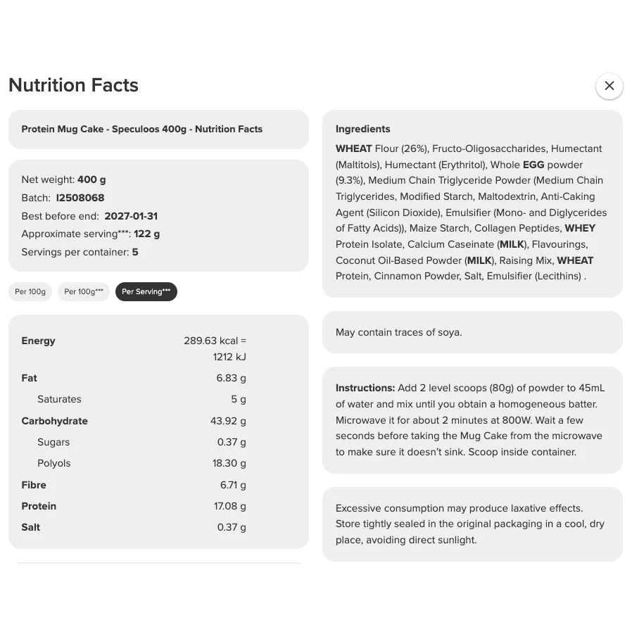 Prozis Protein Mug Cake Mix (400g) - Image 3