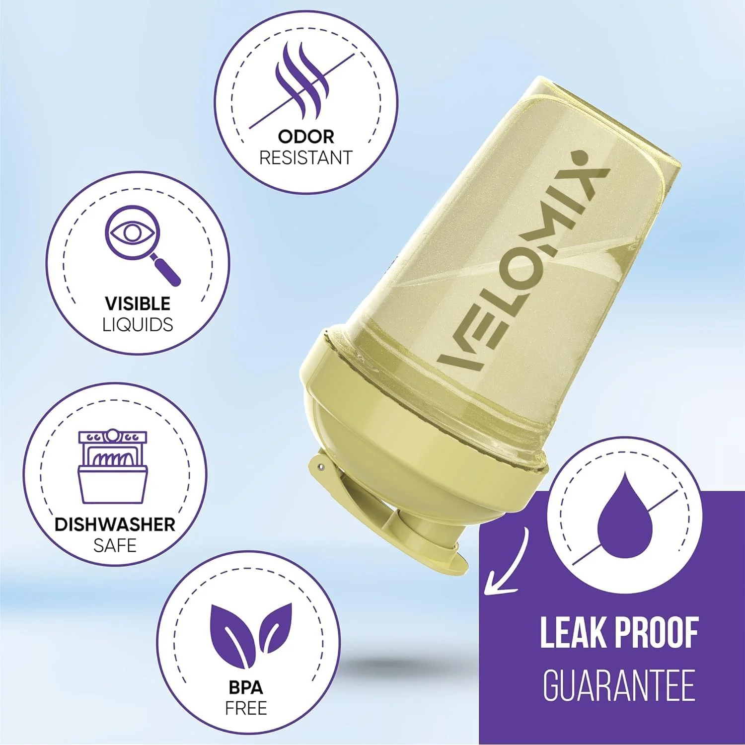 VELOMIX Shaker Bottle with stainless ball (1 bottle - 20oz) - Image 3