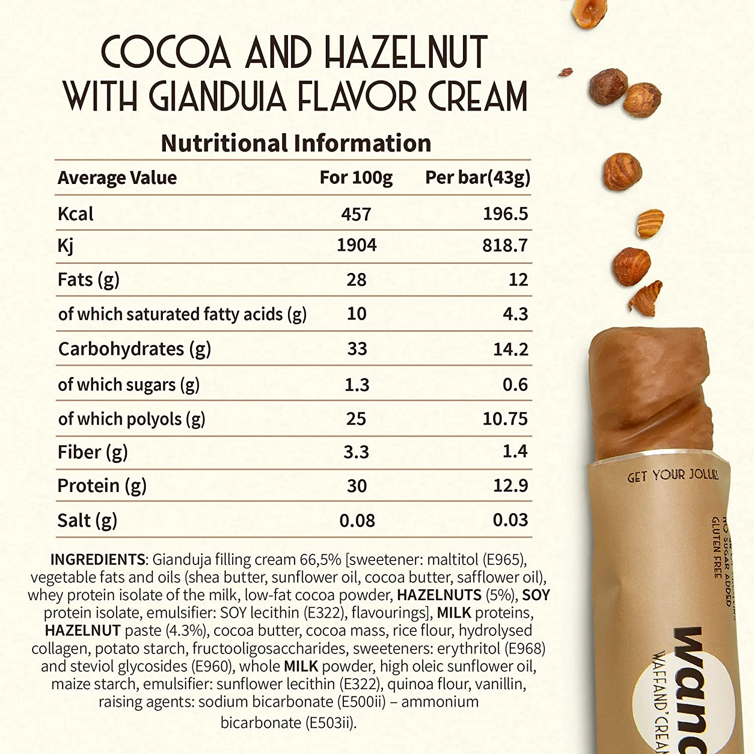 WANA Waffand'Cream "Kinder Bueno" Keto Protein Bar (1 bar) - Image 11