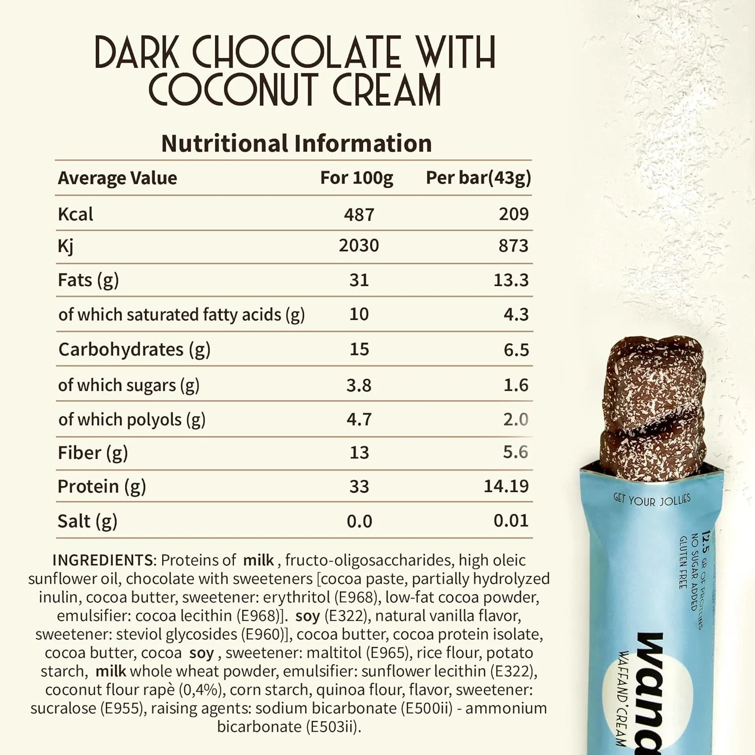 WANA Waffand'Cream "Kinder Bueno" Keto Protein Bar (1 bar) - Image 3